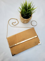 Load image into Gallery viewer, Vintage 00s Y2K sand brown velvet envelope chain bag
