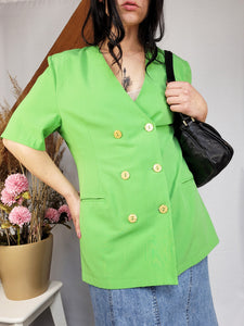 Vintage 90s green minimalist blazer blouse top