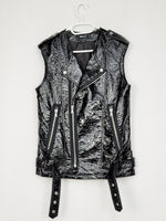 Load image into Gallery viewer, Vintage Y2K 00s glossy PVC vest gilet with zipper
