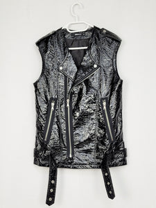 Vintage Y2K 00s glossy PVC vest gilet with zipper