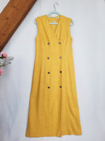 Load image into Gallery viewer, Vintage 90s yellow smart casual buttons front blazer dress
