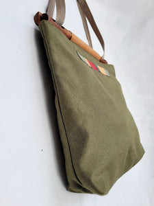 Vintage 90s khaki green tote shoulder bag