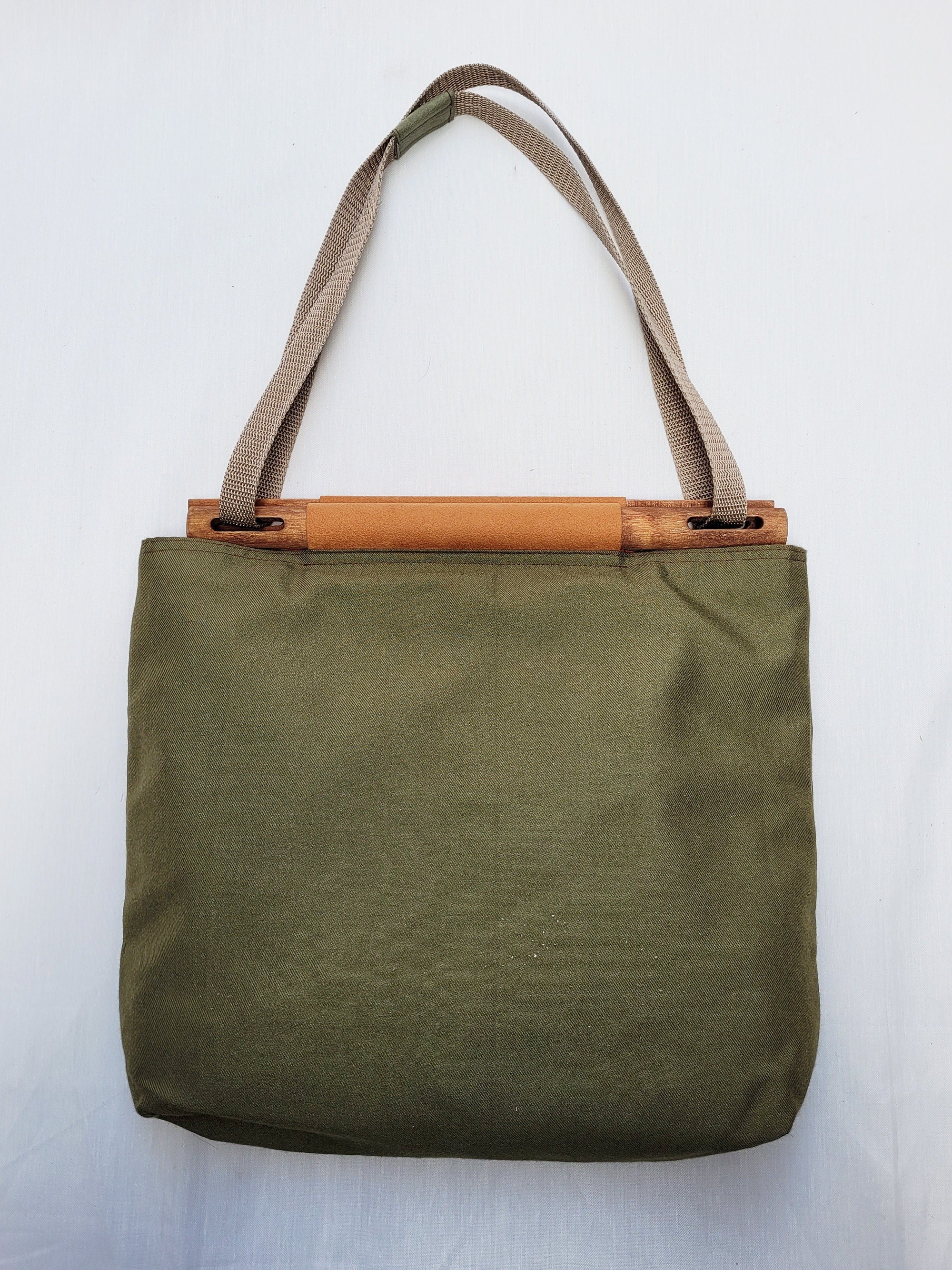 Vintage 90s khaki green tote shoulder bag