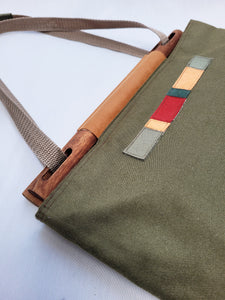 Vintage 90s khaki green tote shoulder bag