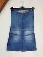 Load image into Gallery viewer, Vintage 90s bandeau sleeveless blue denim bodycon mini dress

