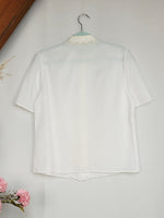 Load image into Gallery viewer, Vintage 80s white lace collar short sleeve blouse top
