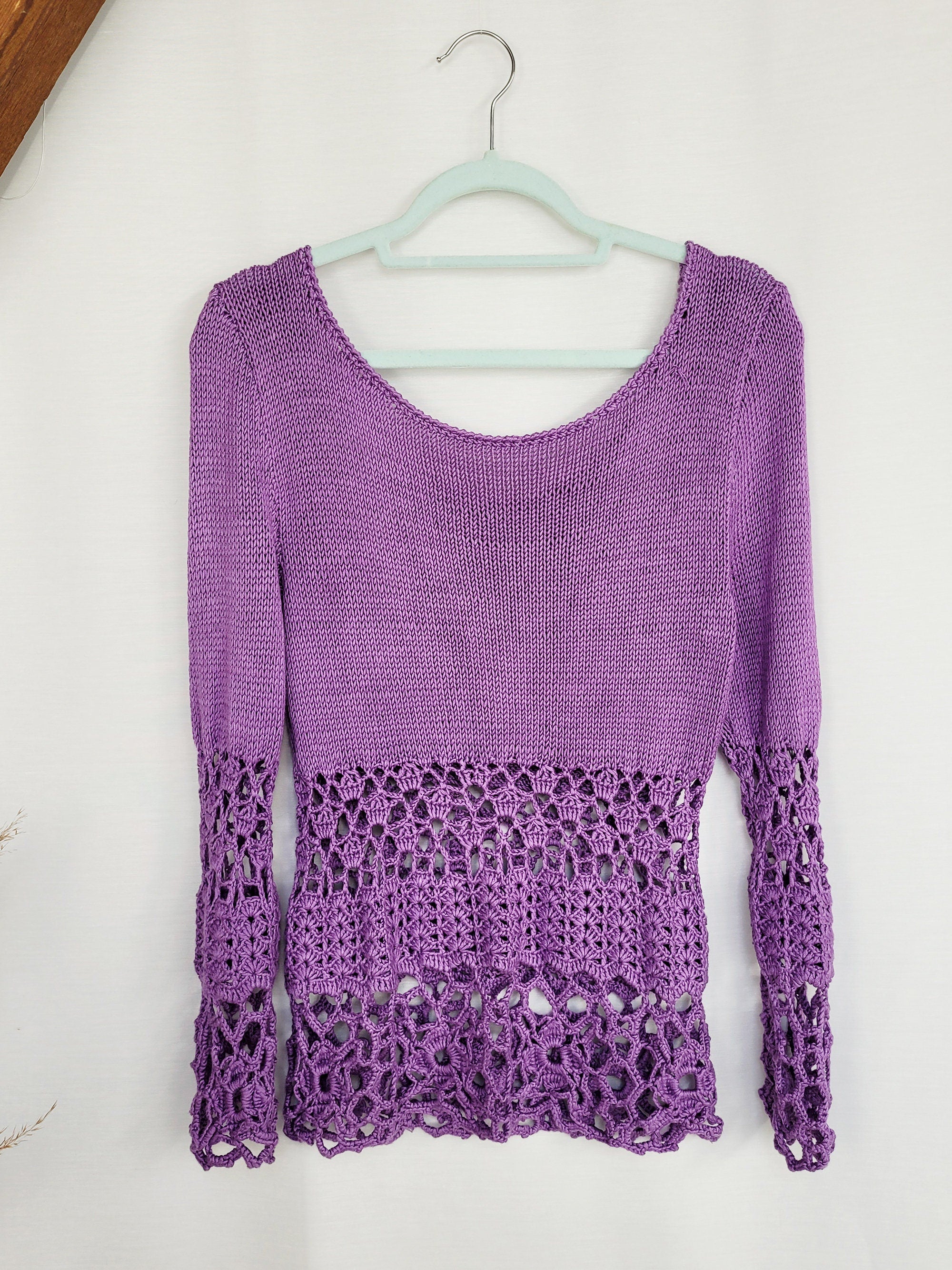 Vintage 90s minimalist purple knit sheer jumper top