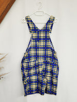 Load image into Gallery viewer, 90s vintage blue checked shorts dungarees
