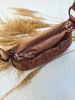 Load image into Gallery viewer, Vintage 00s Y2K brown faux suede baguette shoulder bag
