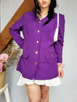 Load image into Gallery viewer, Vintage 90s purple buttons down long blazer jacket
