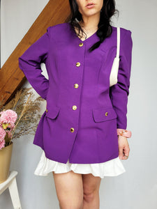 Vintage 90s purple buttons down long blazer jacket