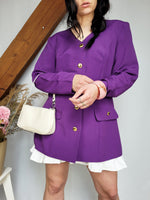 Load image into Gallery viewer, Vintage 90s purple buttons down long blazer jacket
