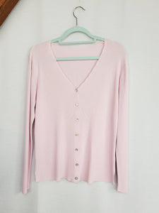 Vintage Y2K 00s pastel pink minimalist buttoned cardigan top