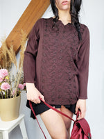 Load image into Gallery viewer, Vintage 00s Y2K brown embroidered boho blouse top
