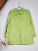 Load image into Gallery viewer, Vintage 90s green velveteen buttons down shirt shacket
