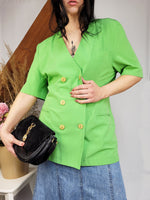 Load image into Gallery viewer, Vintage 90s green minimalist blazer blouse top
