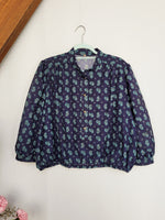 Load image into Gallery viewer, Vintage 80s navy blue paisley print blouse top
