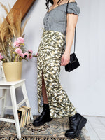 Load image into Gallery viewer, Vintage Y2K 00s camouflage shimmer front split maxi skirt
