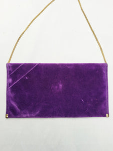 Vintage 80s purple velveteen envelope chain bag