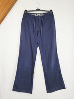 Load image into Gallery viewer, Vintage Y2K 00s navy blue partly linen wide casual pants
