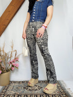 Load image into Gallery viewer, Vintage 90s grey animal print stretch flare pants
