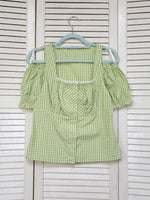 Load image into Gallery viewer, Vintage Y2K 00s green plaid Milkmaid cold shoulder top
