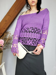 Vintage 90s minimalist purple knit sheer jumper top