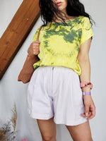 Load image into Gallery viewer, Vintage 90s yellow tie dye print minimalist T-shirt blouse
