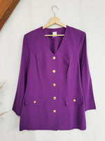 Load image into Gallery viewer, Vintage 90s purple buttons down long blazer jacket
