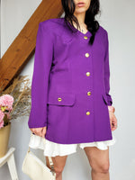 Load image into Gallery viewer, Vintage 90s purple buttons down long blazer jacket
