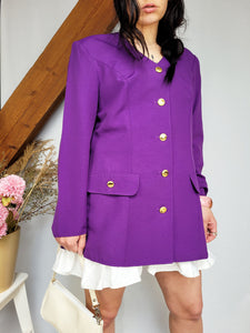 Vintage 90s purple buttons down long blazer jacket