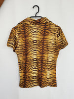 Load image into Gallery viewer, Vintage 90s animal print mesh kitsch blouse top
