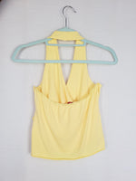 Load image into Gallery viewer, Vintage Y2K 00s pastel yellow wrap halter blouse top
