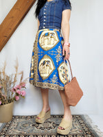 Load image into Gallery viewer, Vintage 90s folk elephant print wrap midi summer skirt
