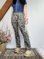 Load image into Gallery viewer, Vintage 90s grey animal print stretch flare pants
