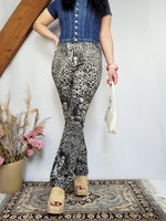 Load image into Gallery viewer, Vintage 90s grey animal print stretch flare pants
