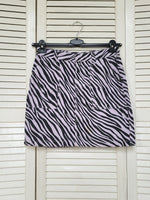 Load image into Gallery viewer, Vintage 00s Y2K zebra print lilac denim mini skirt
