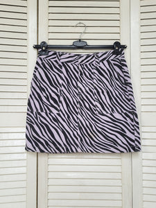 Vintage 00s Y2K zebra print lilac denim mini skirt