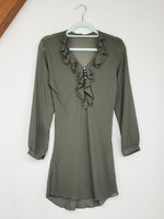 Load image into Gallery viewer, Vintage Y2K 00s sheer khaki green festival mini tunic dress
