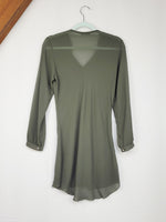 Load image into Gallery viewer, Vintage Y2K 00s sheer khaki green festival mini tunic dress
