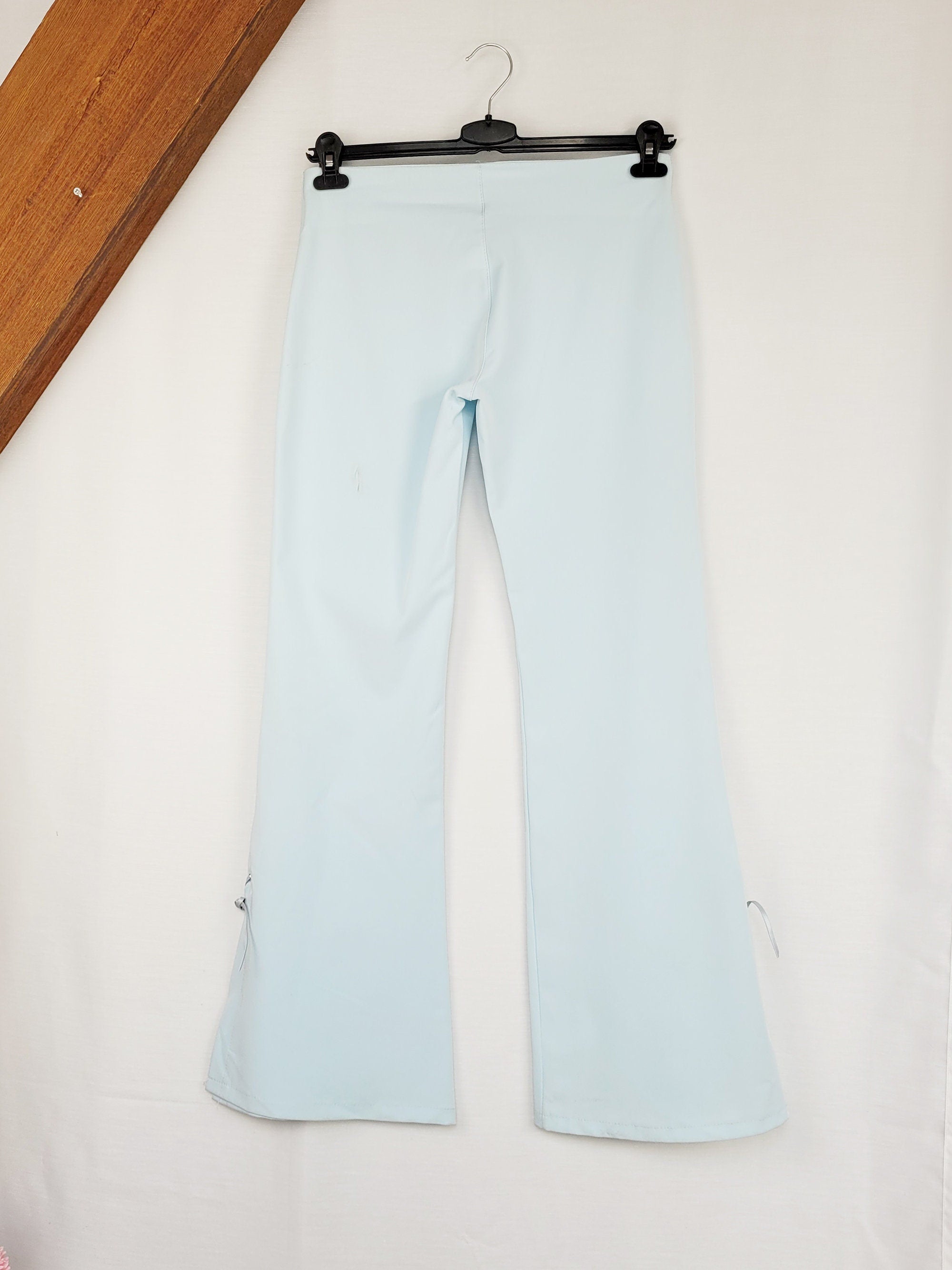 Vintage 90s baby blue low waist split flare pants