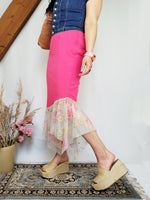 Load image into Gallery viewer, Vintage 90s hot pink midi mermaid skirt
