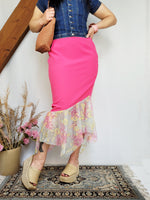 Load image into Gallery viewer, Vintage 90s hot pink midi mermaid skirt
