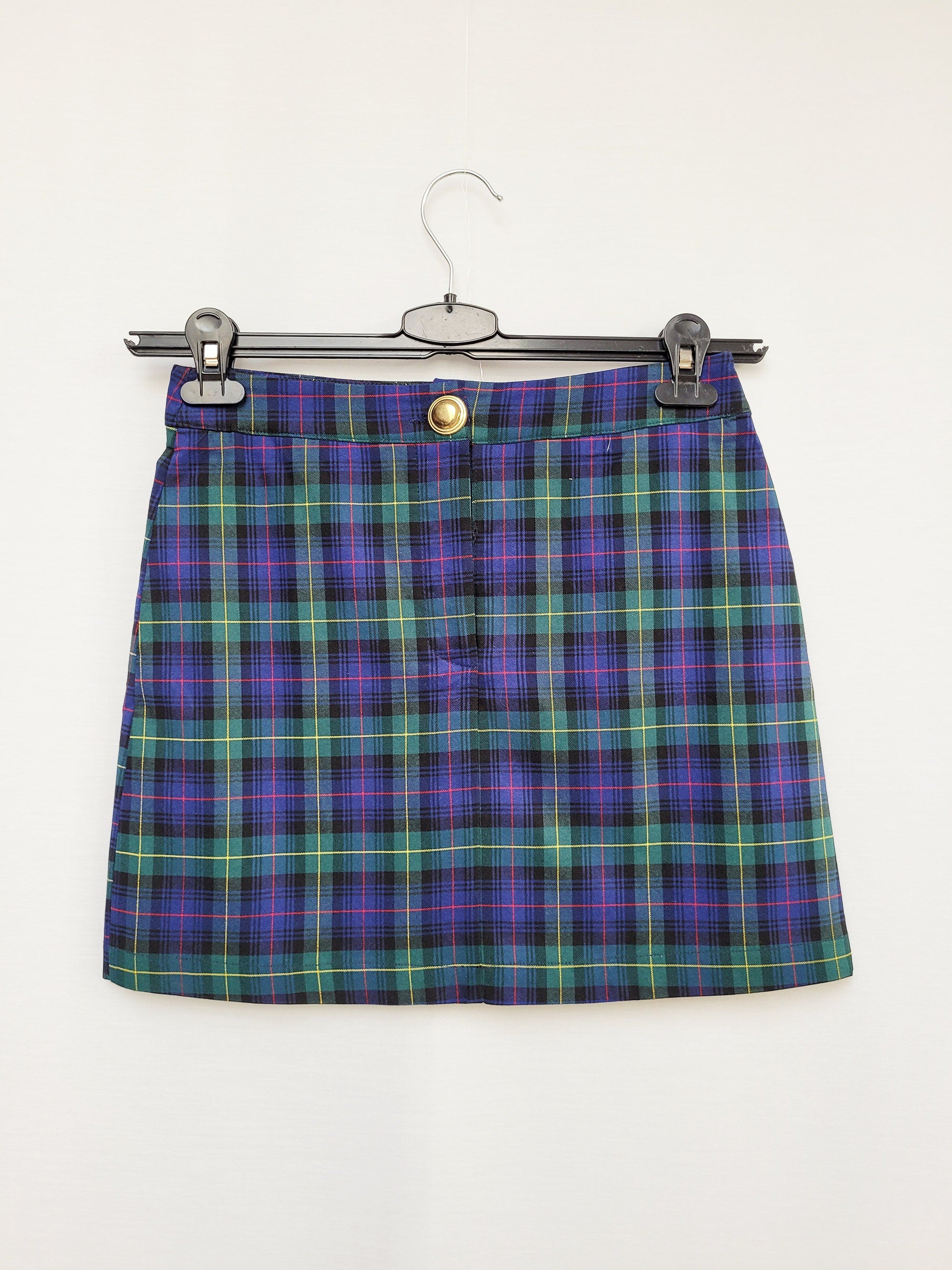 Vintage Y2K 00s checked stretch tight mini skirt