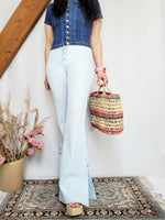 Load image into Gallery viewer, Vintage 90s baby blue low waist split flare pants
