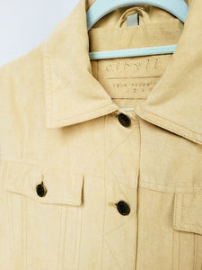 Vintage 90s sand brown faux suede buttons down jacket