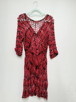 Load image into Gallery viewer, Vintage 90s burgundy sheer knit festival cover up dress
