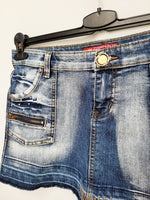 Load image into Gallery viewer, Vintage Y2K 00s blue stonewashed denim mini skirt
