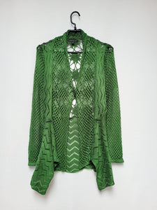 Vintage 90s green sheer knit one button cardigan top