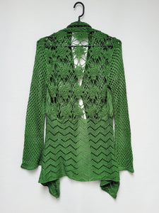 Vintage 90s green sheer knit one button cardigan top